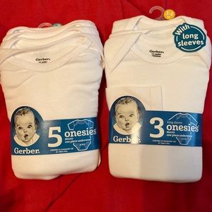 White Gerber onesies - 1 pack 3-6 months and 1 pack 6-9 months